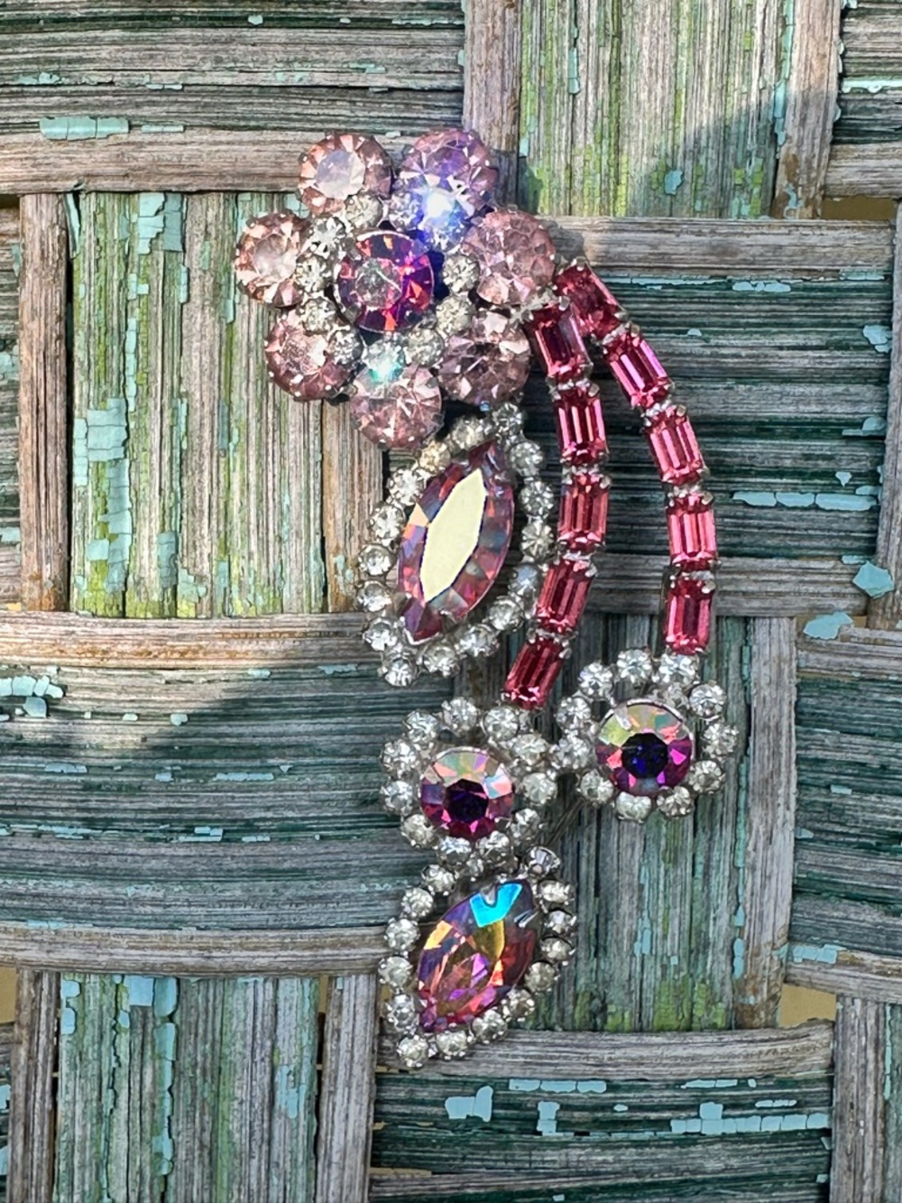 Pink Crystal Floral Statement Brooch